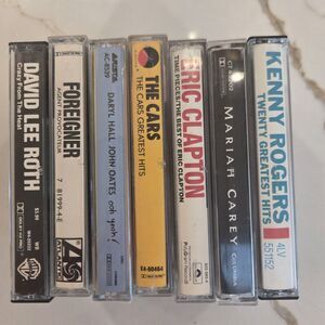 Lot of 7 Vintage Cassettes Tapes Mixed Genre Bowie Eurythmics Cocker Zeppelin+